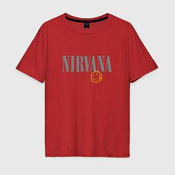 Футболка оверсайз мужская Nirvana logo smile, цвет: красный