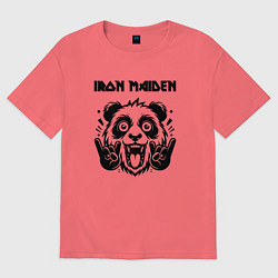 Футболка оверсайз мужская Iron Maiden - rock panda, цвет: коралловый