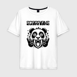 Футболка оверсайз мужская Scorpions - rock panda, цвет: белый