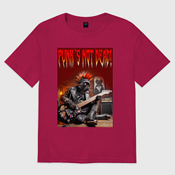 Футболка оверсайз мужская Котяра гитарист - панк не умер, цвет: маджента