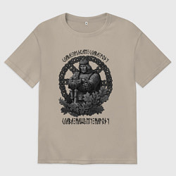 Мужская футболка оверсайз Русич в солярном круге силы - слава предкам