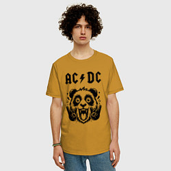 Футболка оверсайз мужская AC DC - rock panda, цвет: горчичный — фото 2
