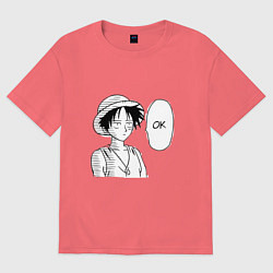 Мужская футболка оверсайз Луффи Д соломенная шляпа