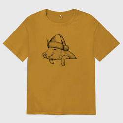 Мужская футболка оверсайз Новогодняя хрюшка