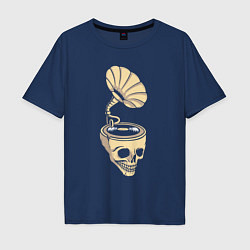 Футболка оверсайз мужская Skull vinyl, цвет: тёмно-синий