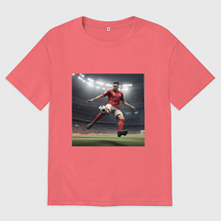 Мужская футболка оверсайз Футболист пинающий мяч