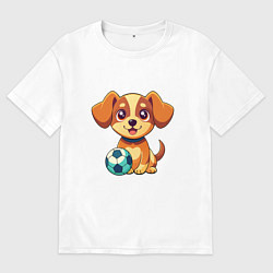 Мужская футболка оверсайз Собака с мячом