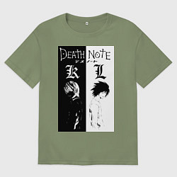 Футболка оверсайз мужская Тетрадь смерти Лайт Ягами, цвет: авокадо