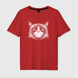 Мужская футболка оверсайз Мем Grumpy cat