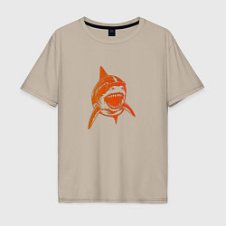 Футболка оверсайз мужская Оранжевая акула, цвет: миндальный