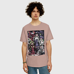 Футболка оверсайз мужская Евангелион Аска Лэнгли Сорью, цвет: пыльно-розовый — фото 2