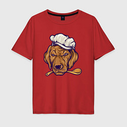Футболка оверсайз мужская Chef dog, цвет: красный