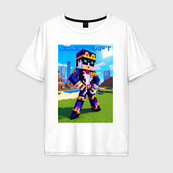 Футболка оверсайз мужская Jotaro Kujo and Minecraft - collaboration, цвет: белый