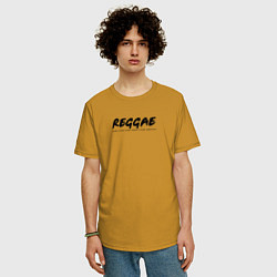 Футболка оверсайз мужская Reggae music in black white, цвет: горчичный — фото 2