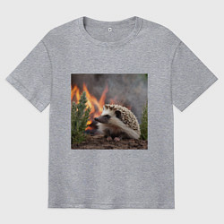 Мужская футболка оверсайз Ёжик в огне