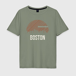 Футболка оверсайз мужская Boston Massachusetts, цвет: авокадо