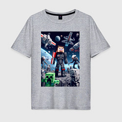 Мужская футболка оверсайз Minecraft and Mass effect - collaboration ai art