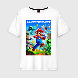 Футболка оверсайз мужская Mario in Minecraft - ai art collaboration, цвет: белый
