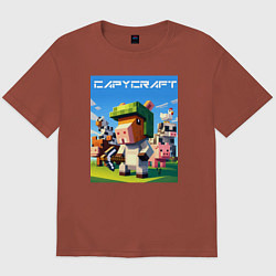 Футболка оверсайз мужская Capycraft - collaboration ai art, цвет: кирпичный
