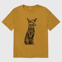 Мужская футболка оверсайз Кролик новогодний