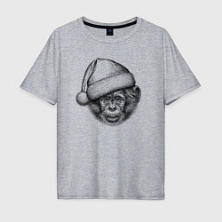 Мужская футболка оверсайз Новогодний шимпанзенок