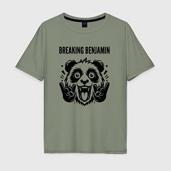 Футболка оверсайз мужская Breaking Benjamin - rock panda, цвет: авокадо