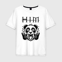 Футболка оверсайз мужская HIM - rock panda, цвет: белый