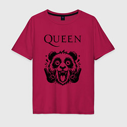 Футболка оверсайз мужская Queen - rock panda, цвет: маджента