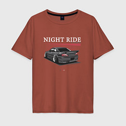 Футболка оверсайз мужская Nissan skyline night ride, цвет: кирпичный