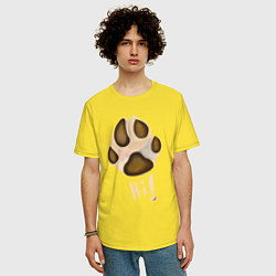 Футболка оверсайз мужская Лапа собаки акварелью, цвет: желтый — фото 2