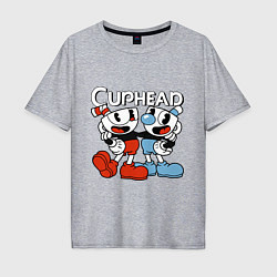 Футболка оверсайз мужская Cuphead and Mugman, цвет: меланж