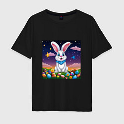 Мужская футболка оверсайз Кролик под звёздами