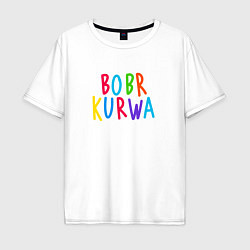 Футболка оверсайз мужская Bobr kurwa - разноцветная, цвет: белый