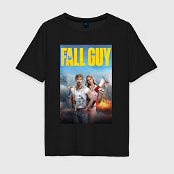 Футболка оверсайз мужская Ryan Gosling and Emily Blunt the fall guy, цвет: черный