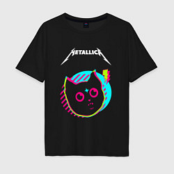 Футболка оверсайз мужская Metallica rock star cat, цвет: черный