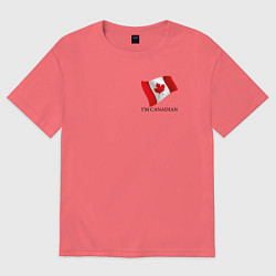 Футболка оверсайз мужская Im Canadian - motto, цвет: коралловый