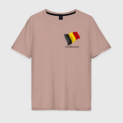 Футболка оверсайз мужская Im Belgian - motto, цвет: пыльно-розовый