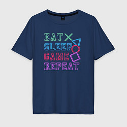 Мужская футболка оверсайз Eat play sleep repeat lettering