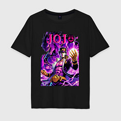 Футболка оверсайз мужская Jotaro Kujo and his new stand ai art, цвет: черный