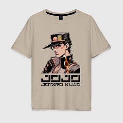 Футболка оверсайз мужская Jotaro Kujo - Jojo ai art, цвет: миндальный