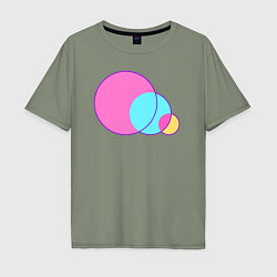Футболка оверсайз мужская Три пересеченных круга, цвет: авокадо