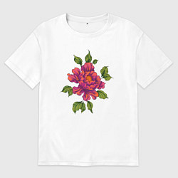 Футболка оверсайз мужская Нежный пион, цвет: белый