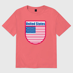 Футболка оверсайз мужская United States, цвет: коралловый