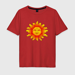 Мужская футболка оверсайз Огненное солнце