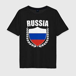 Футболка оверсайз мужская Russian flag, цвет: черный
