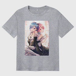 Мужская футболка оверсайз ReZero Рем - Жизнь с нуля в альтернативном мире