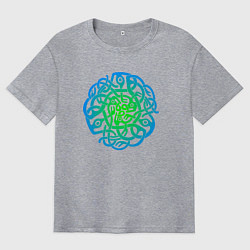 Футболка оверсайз мужская Голубой кельтский готичный узор, цвет: меланж