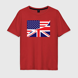 Футболка оверсайз мужская США и Великобритания, цвет: красный