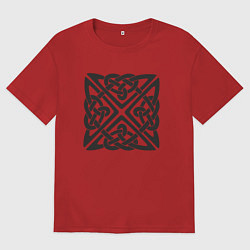 Мужская футболка оверсайз Квадратный кельтский черный узор