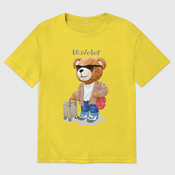 Мужская футболка оверсайз Плюшевый медвежонок - путешественник